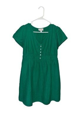 Isabel Maternity Women Green Short-Sleeve Button-Front Casual Dress